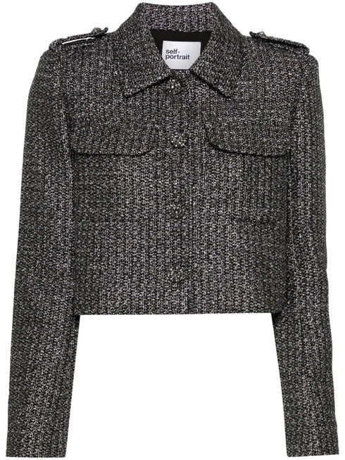 chaqueta de bouclé metalizado